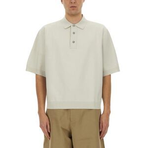 STUDIO NICHOLSON Oversized Knit Polo Shirt Men IVORY T-Shirts
